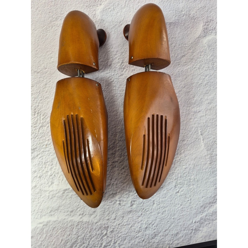 Nettleton Vintage Wooden Adjustable Shoe Trees Brown Mens Size L Slotted Design - Picture 8 of 13